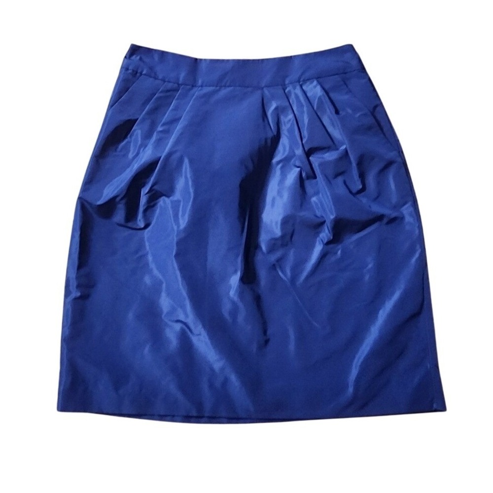 Banana Republic Blue‎ Pencil Skirt Back Zip Classic Pockets Pleat Front 4